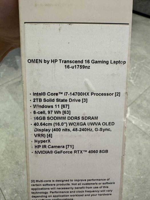 HP OMEN Transcend 16 OLED 240Hz i7-14700HX 16GB DDR5 2TB RTX4060 8GB