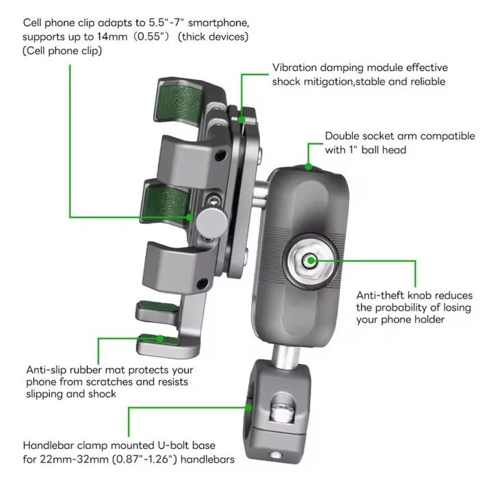 Тримач якість! + демпфер вібрації держатель на руль мотоцикла