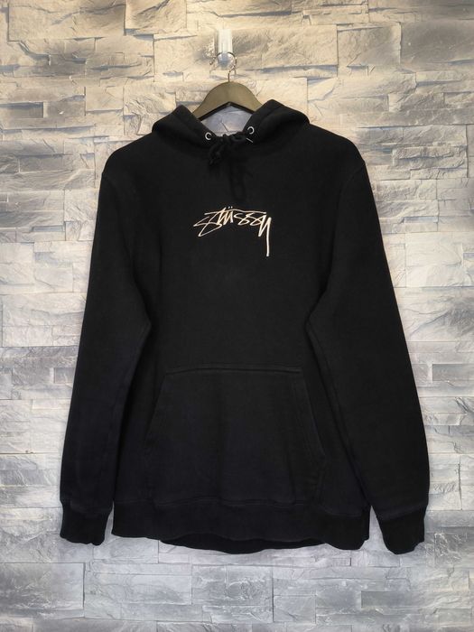 Bluza z Kapturem Stussy Hoodie Haft Logo Czarna Vintage