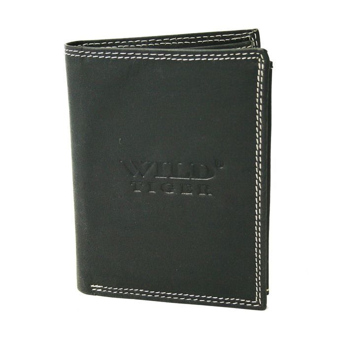 Portfel męski pionowy Wild Tiger czarny elegancki klasyczny prezent