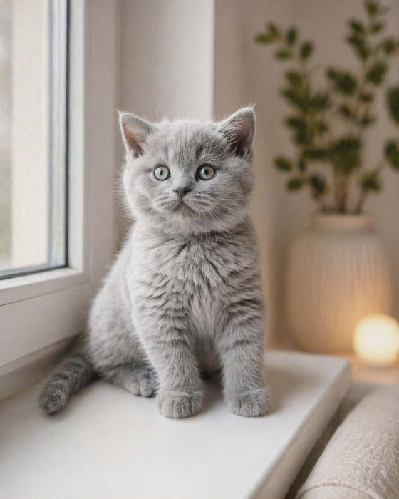 Kot brytyjski szkocki  liliowy i niebieski