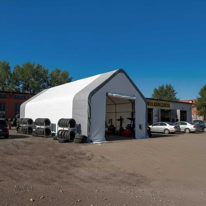 Hala Namiotowa Dwuspadowa 6,1x9,76m H 4,88m magazyn wiata zadaszenie