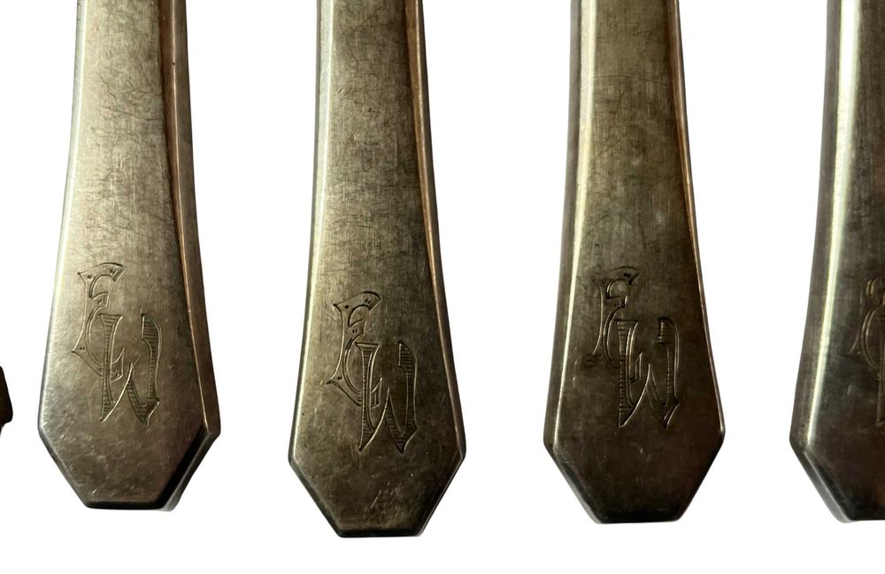 Stare Przedwojenne Sztućce MIX WMF z Monogramem Plater