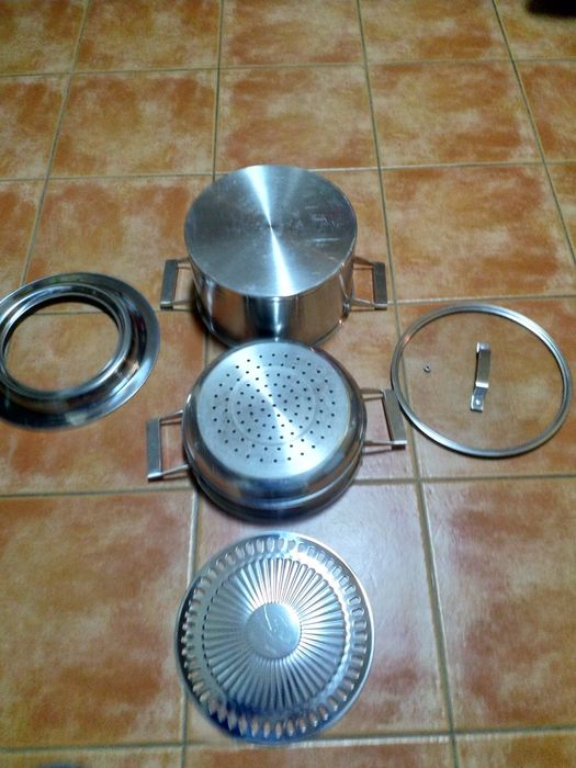 Panela Cozer a Vapor Inox - 2 patamares (Como Novo)