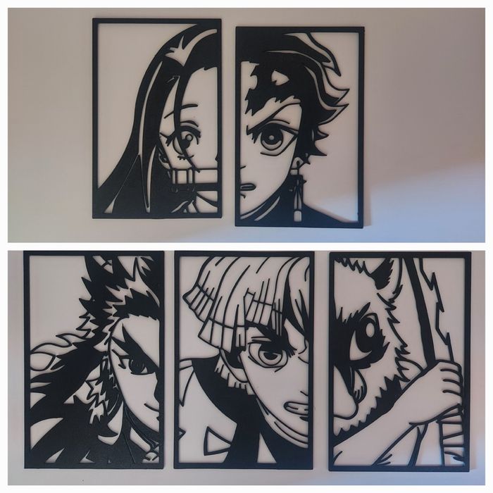 Conjunto 5 quadros Demon Slayer