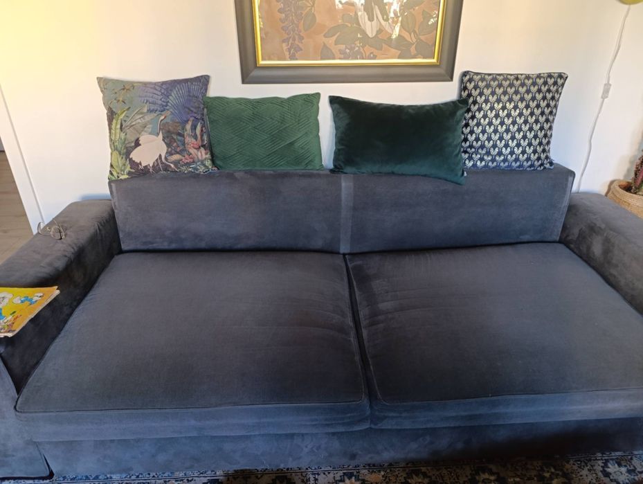 Sofa z funkcją spania szara 240 cm