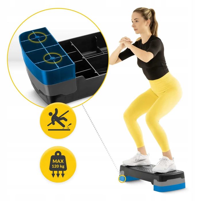 Степ-платформа 2-ступінчаста 4FIZJO 69 х 28 х 10-15 см Чорно-синій