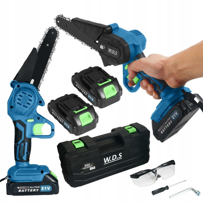 Mini Piła Łańcuchowa Akumulatorowa Pilarka Sekator 2xAKU 21V 6" Walizk