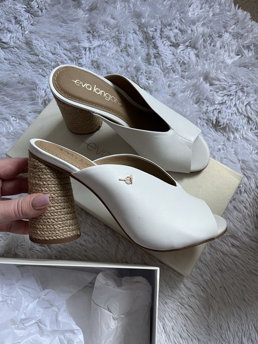 100% skóra naturalna białe klapki chodaki eva longoria