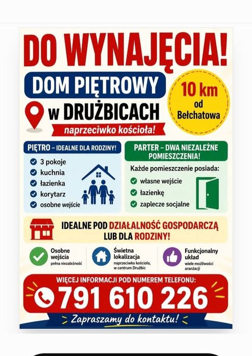 Dom do wynajęcia w Drużbicach