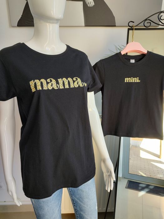 Zestaw koszulek dla mamy i córki Mama&Mini - czarny One size + 106/116