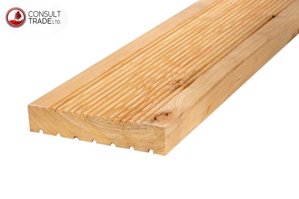 Deska tarasowa ryflowana modrzew syberyjski 27x142x6000mm KL AB