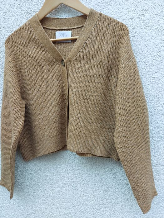 Sweter rozpinany karmelowy Zara rozmiar 140