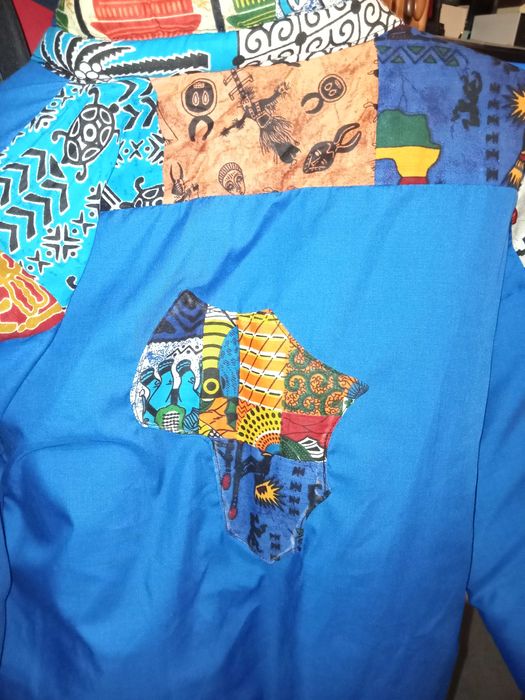 Casaco Bomber reversível pano e padrão africano tamanho S/M