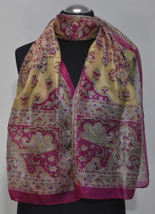 Szal Apaszka Szalik Chustka Damska Jedwabna Jedwab z Indii 170x50cm