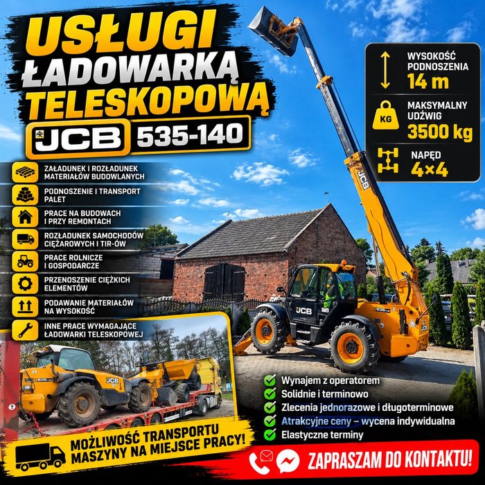 Usługi Ładowarką teleskopową JCB 535-140