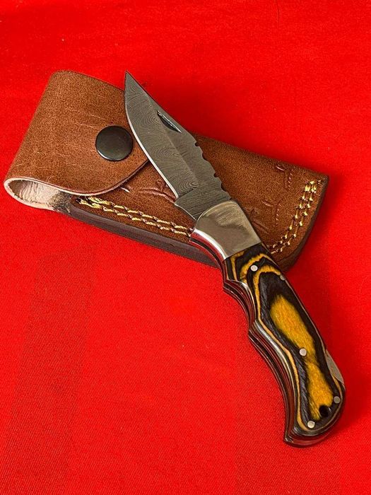 Пакистанский складной нож из Дамасской стали с чехлом