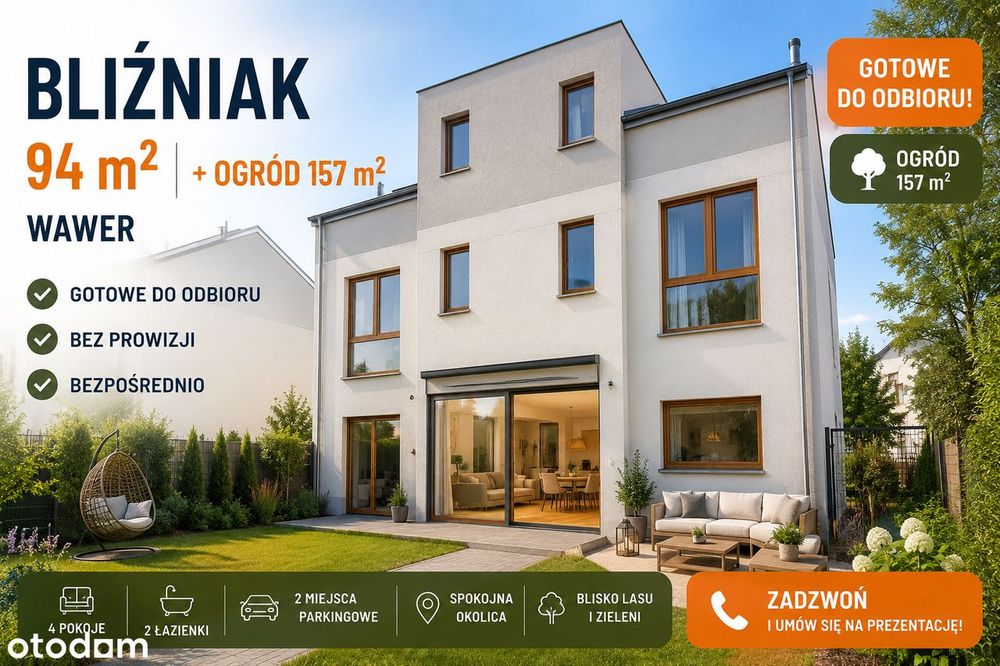 4 pokoje | Ogród 157 m² | Gotowe | Wawer | Bez PCC i prowizji