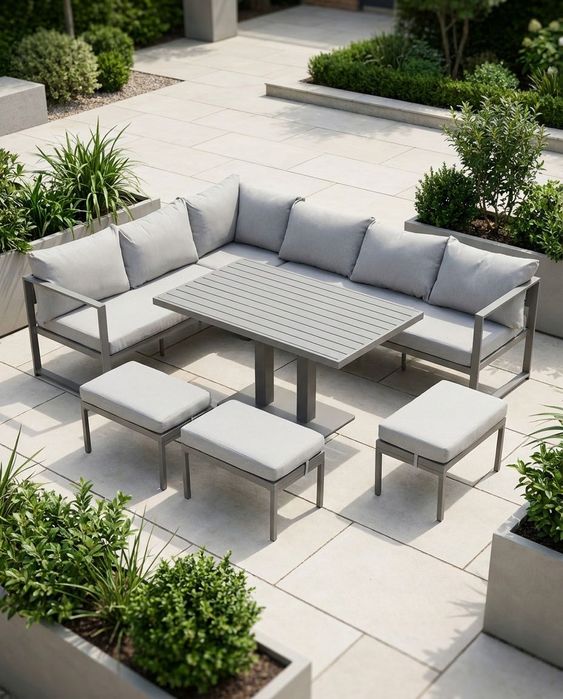 Narożnik ogrodowy ZESTAW stalowy meble ogrodowe tarasowe WYPOCZYNEK