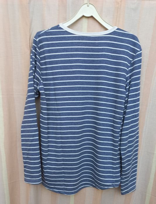 Camisola unisexo riscas azul e branco