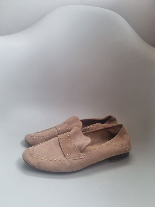 Mokasyny zamsz 39 skóra naturalna Reserved beżowe