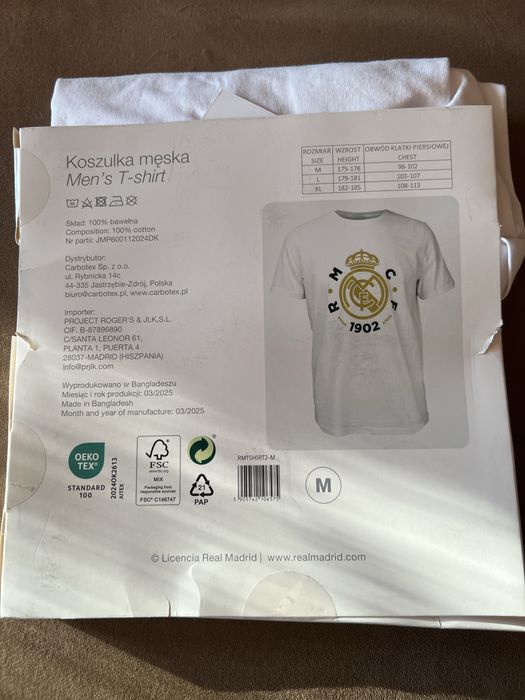Nowa koszulka biała Real Madryt M