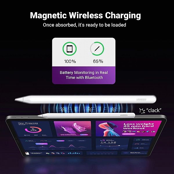 Rysik Ugreen LP653 z ładowaniem bezprzewodowym do tabletów iPad - biał