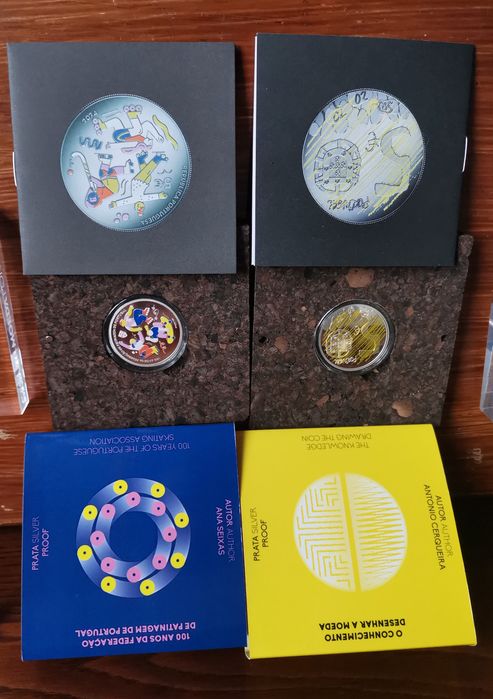 Conjunto 2 moedas comemorativas Prata-Proof "Conhecimento" "Patinagem"