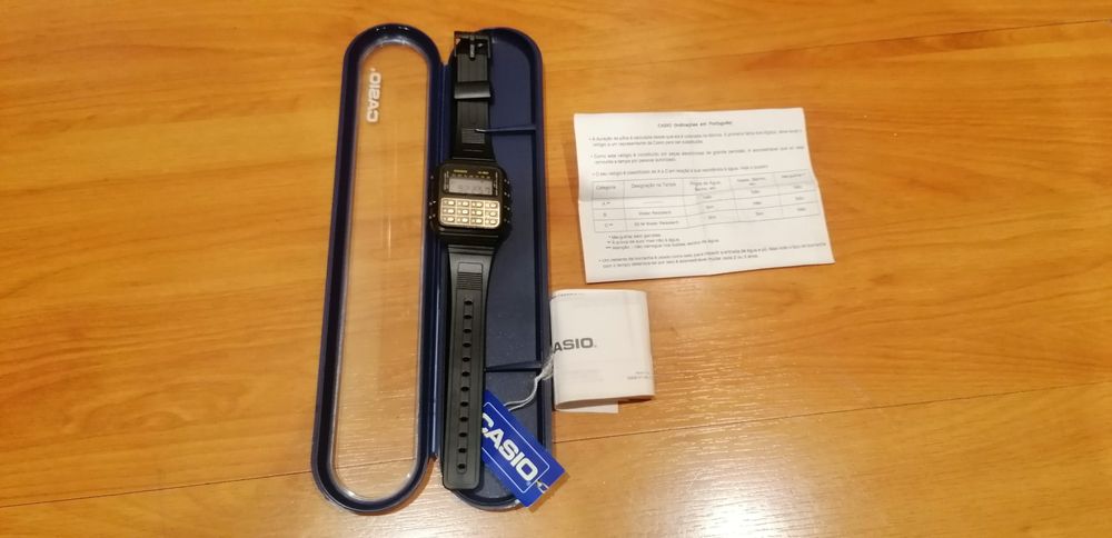 Casio c-80 calculadora cor castanho/chocolate com caixa e papeis