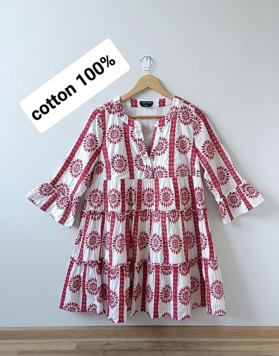 Sukienka oversize nowa biała z haftem boho letnia babydoll S M
