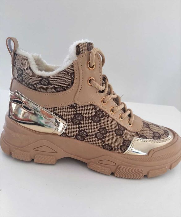 TRAPERY SNEAKERSY za kostkę ocieplane BEŻOWE r.40