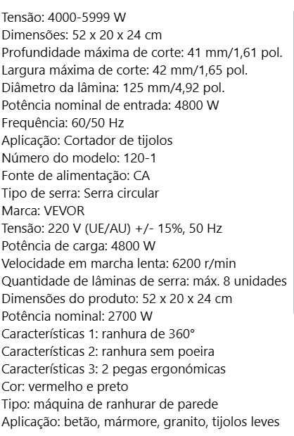 D78-Máquina corte de parede tijolos discos 125mm com laser