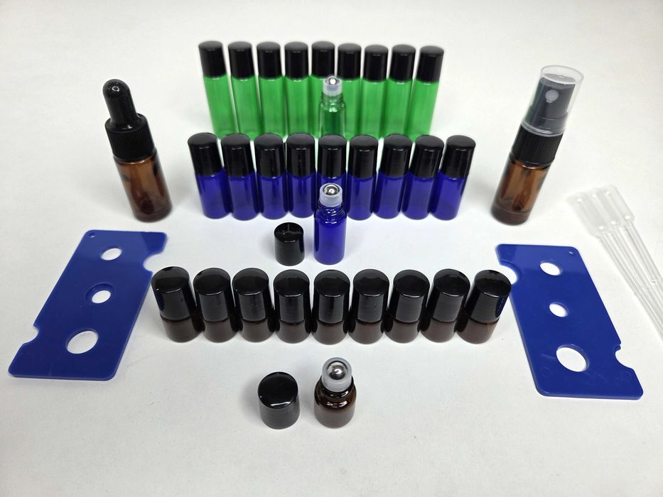 ZESTAW 32 Butelek Roll-on 2ml, 5ml,10ml+Butelka Atomizer, Pipeta, Otwieracz