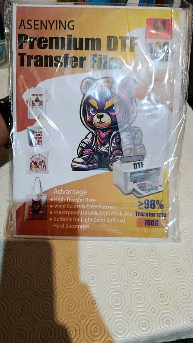 Papel de Transferência Térmica para Impressora de Tinta Epson Impressora DTG Impressão Direta Imagens 2D ou 3D