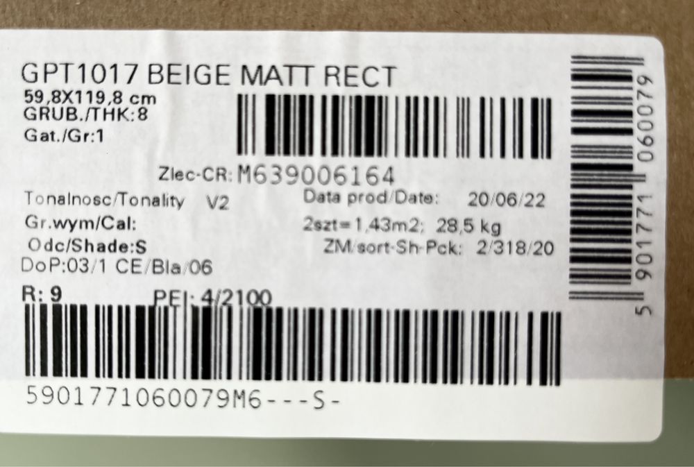 Cersanit Landrock 119.8 cm 59.8 cm 1 szt nowa i skrawki