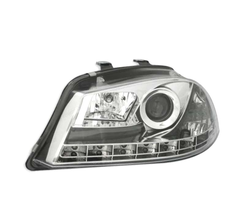 FARÓIS SEAT IBIZA CORDOBA 6L 02-08 LUZ DIURNA LED FUNDO CROMADO