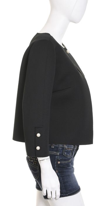 COMMA krótki czarny żakiet pudełkowy z neoprenu bolerko r. 40