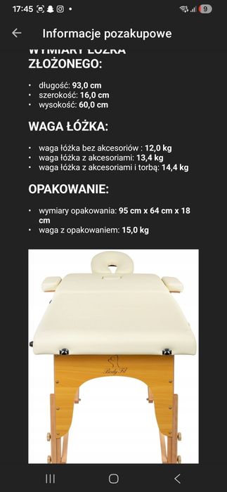 Łóżko do masażu nowe
