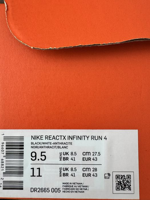 Кросівки чоловічі Nike Reactx Infinity Run Flynit 4 Black DR2665-005