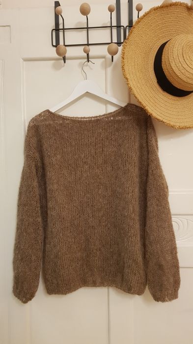 Sweterek handmade alpaka z jedwabiem