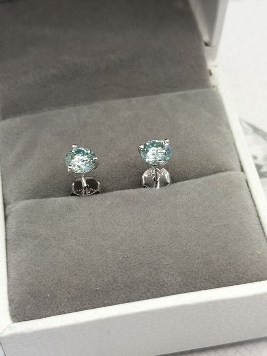 Nowe kolczyki z niebieskim moissanitem GRA 0.5ct - srebro 925