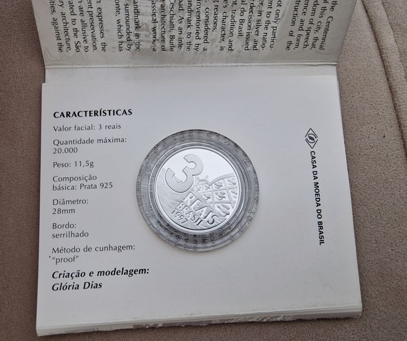 Vendo Moeda Comemorativa 3 Reais dos 100 anos de Belo Horizonte