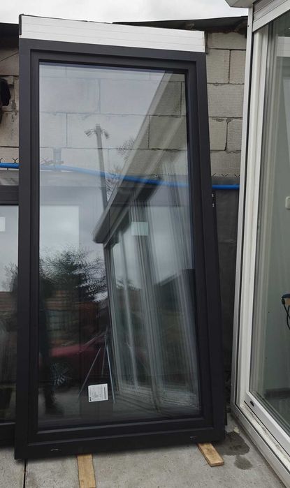 Okno Schuco, nowe plastikowe czarne 1190x2380 Schüco okna