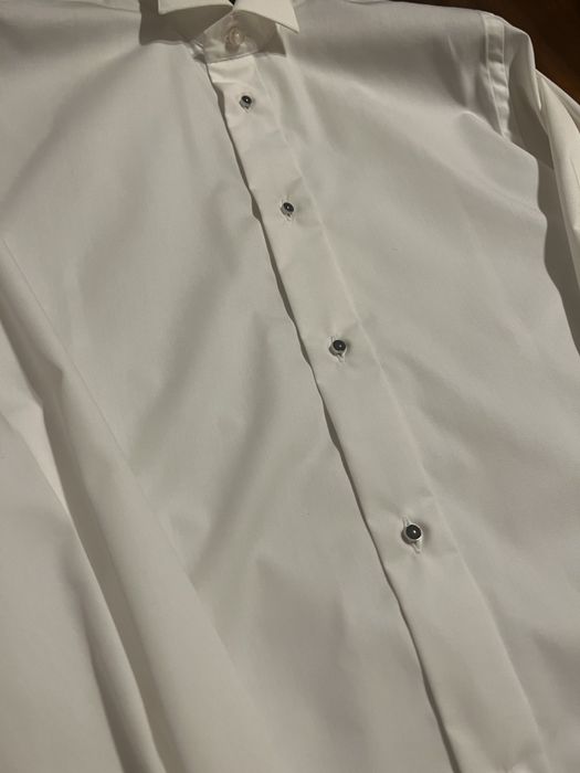 Piękna koszula na ślub wesele LANCERTO guziki spinki kołnierz łamany