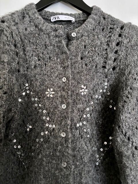 Zara kardigan rozpinany z cekinami NOWY rozmiar L