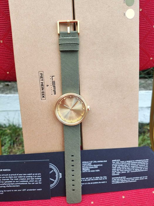 Zegarek Złoty Tubowy LEFF Amsterdam Pięt Hein Eek Tubewatch D42 zegar