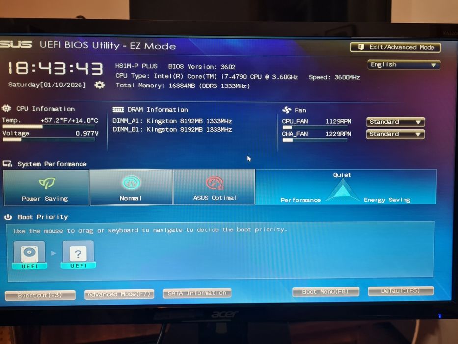 PC Intel i7-4790, 16 GB RAM, SSD 222 GB, Windows 10