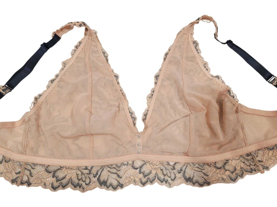 Nowy beżowy koronkowy stanik biustonosz 80A wzór kwiaty BonPrix