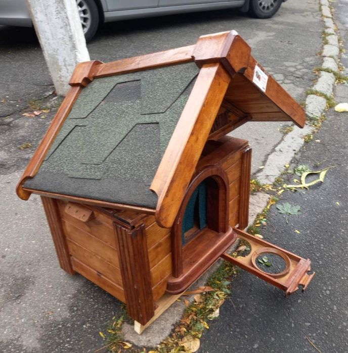 Будка для Кошки или Собаки из натурального дерева (утепленная)