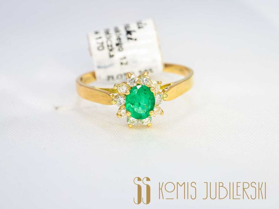 Szmaragd z brylantami pierścionek R20.5